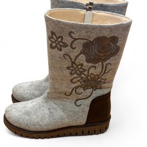 Azura Nehal fleece lined embroidered wool boots gray EU 37 US 6.5